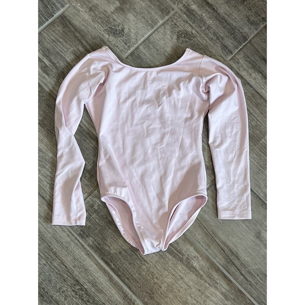 Balletcore Long Sleeve Leotard Gymnastics Dance Leotard Light Pink Youth Medium
